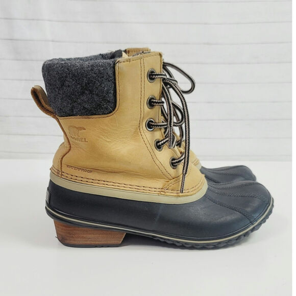 Sorel Slimpack II Lace Up Winter Duck Boots in Tan, sz 8.5 - Picture 4 of 14
